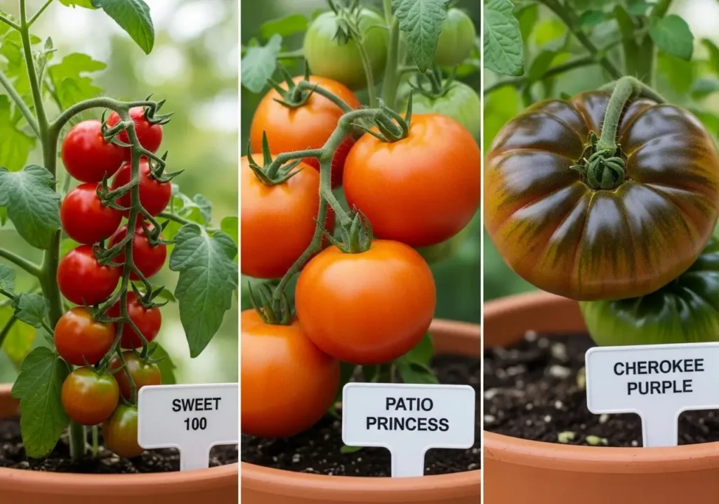 Best tomato varieties for growing tomatoes in containers including cherry determinate and heirloom types