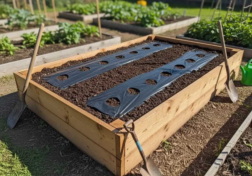 How to grow sweet potatoes raised bed garden setup with prepared soil