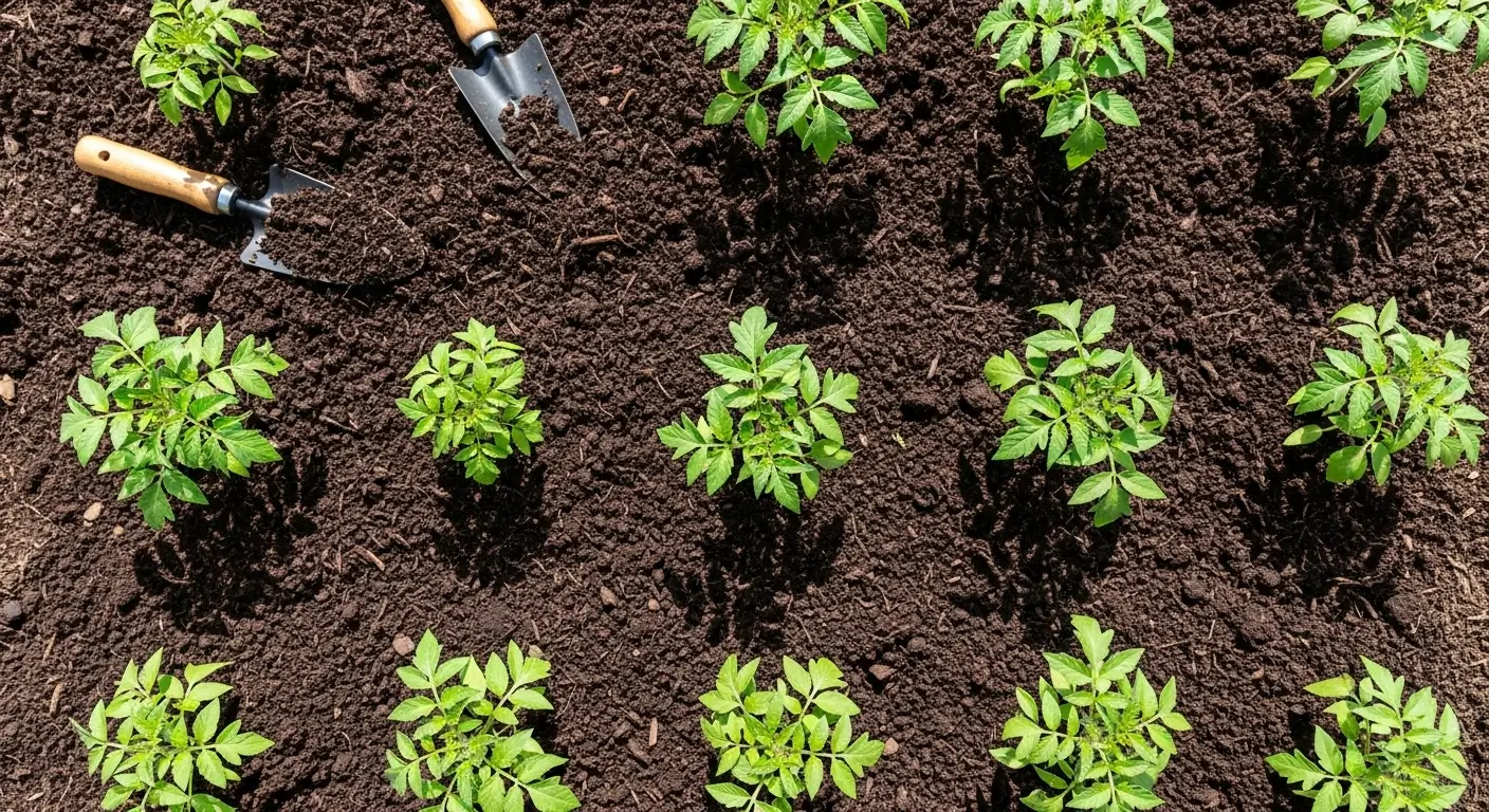 Best soil for tomatoes with healthy seedlings planted in rich organic garden bed