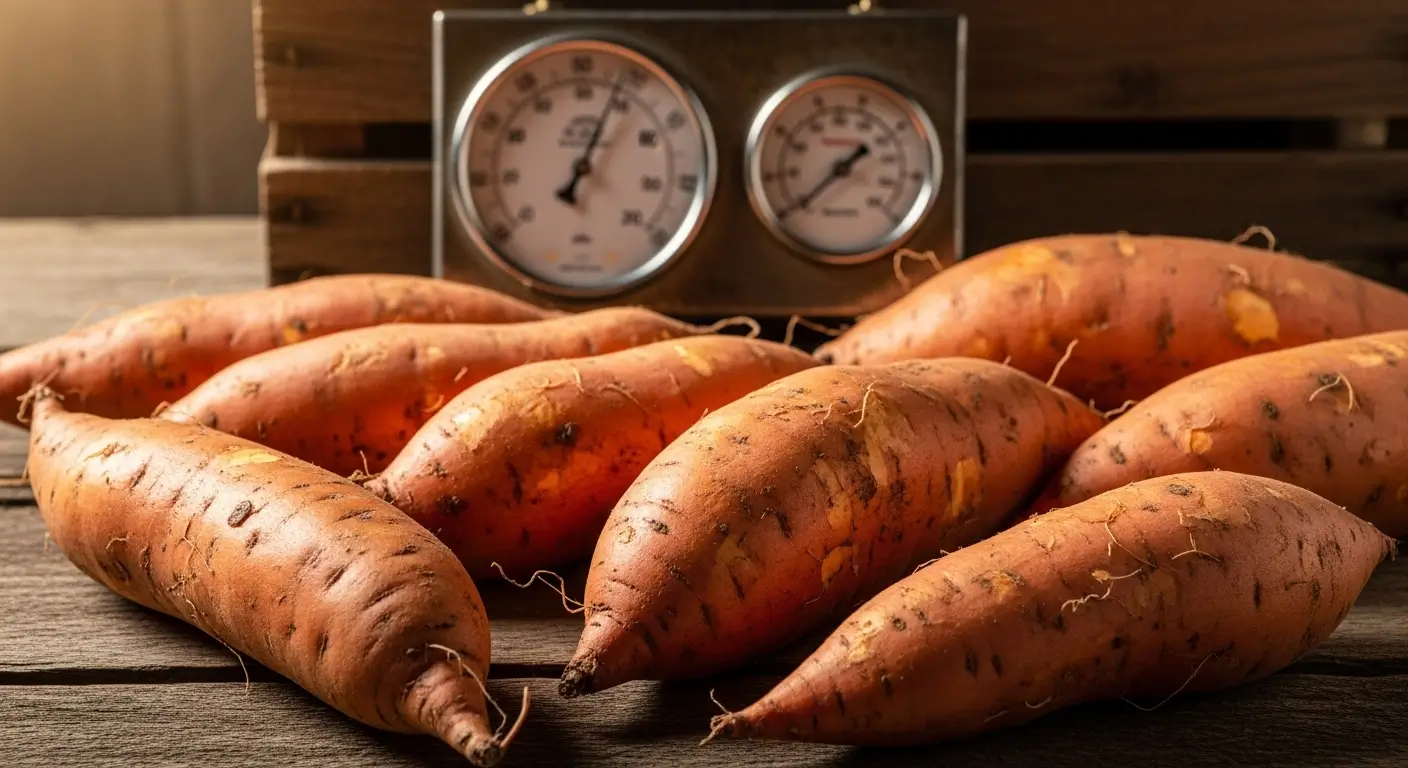 How to cure sweet potatoes properly for long term storage with temperature control