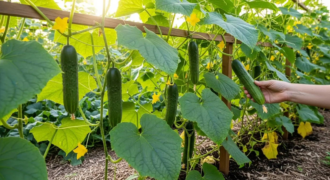 How to grow cucumber plants successfully in home garden with trellis support system