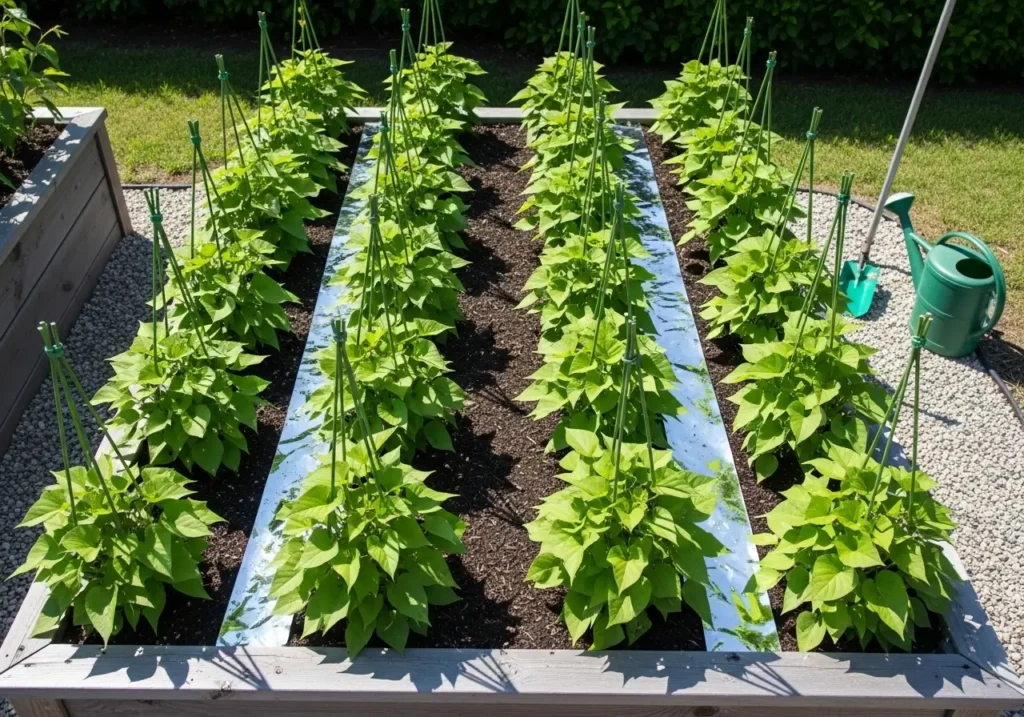 Maximizing sweet potato sunlight requirements with raised beds and organized vine training