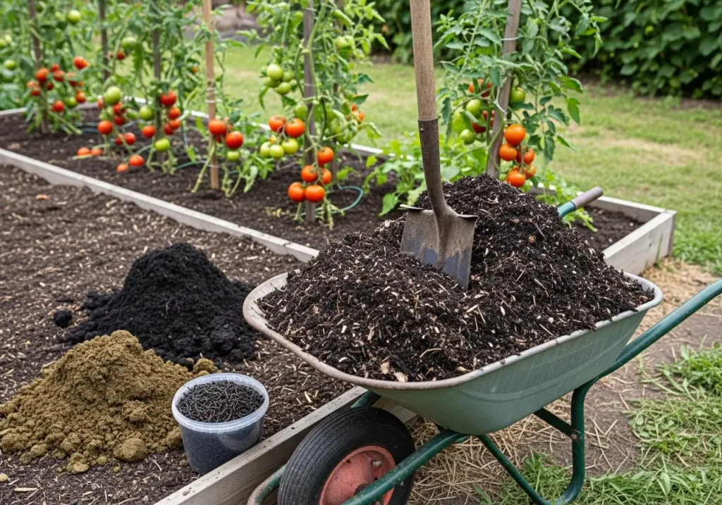 Organic compost and amendments for creating the best soil for tomatoes