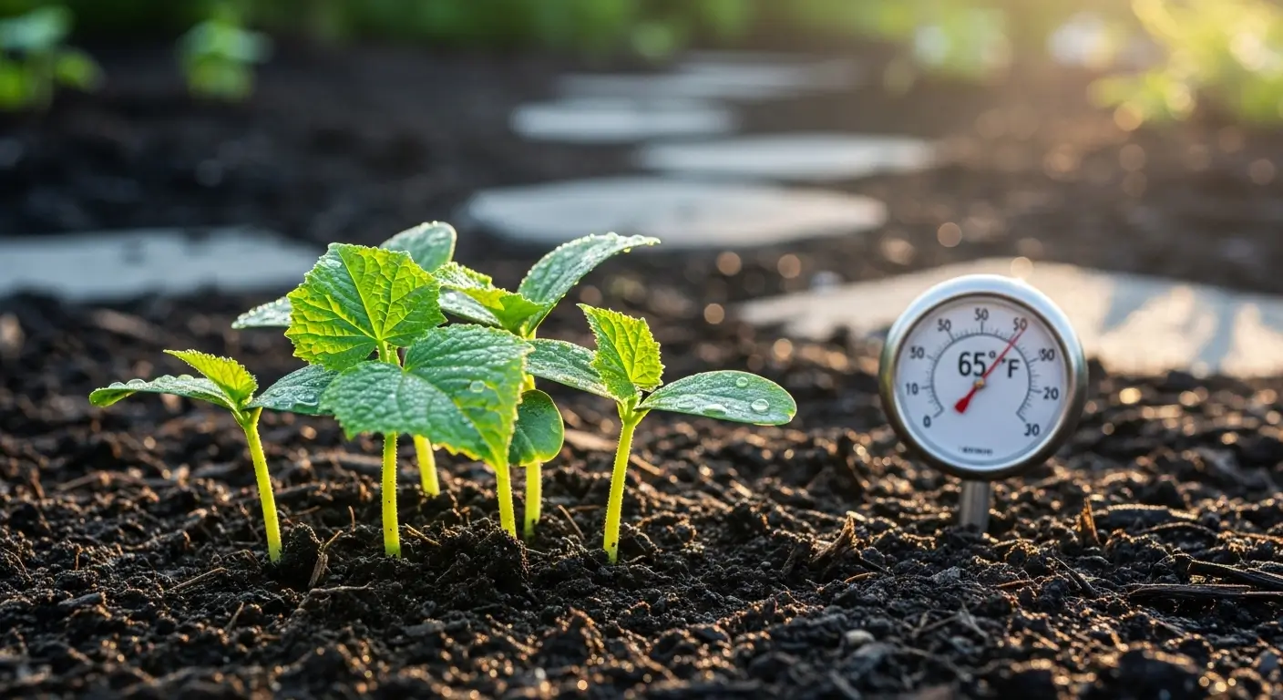 When to plant cucumbers seedlings emerging from warm soil at proper temperature